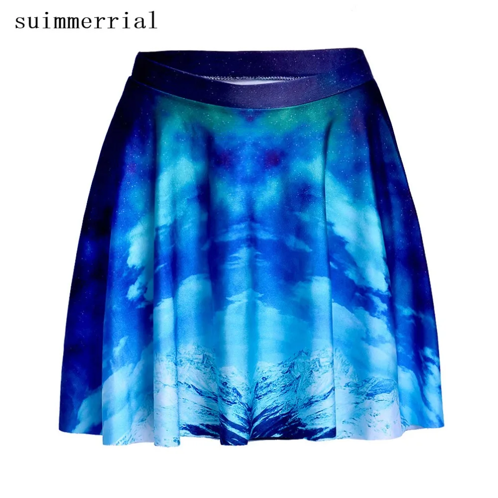 Мини юбка женская с завышенной талией и принтом батальных размеров|skirt female|galaxy