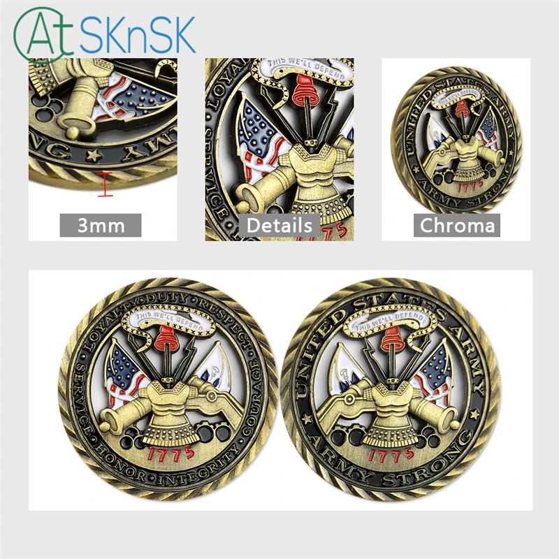 

50/100pcs U.S. Army Core Values Challenge Coin Military Soldier Unit Medallion Cutout Strong 1775 Army Coins Collectibles Gift
