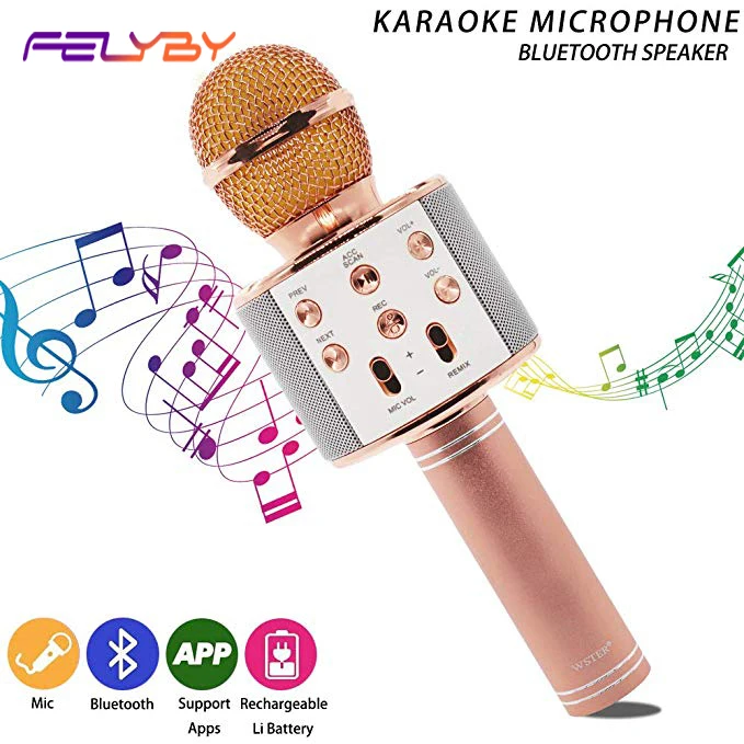 Bluetooth микрофон FELYBY WS858 беспроводной конденсаторный для караоке волшебный KTV
