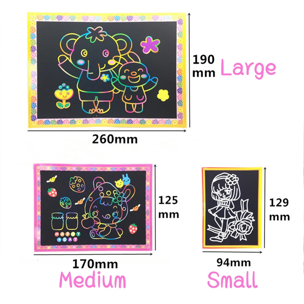 20pcs Small 15pcs Middle 10pcs Large 2 in 1 Magic Color Scratch Art Paper Coloring Cards Scraping Painting Children Drawing Toys | Игрушки и