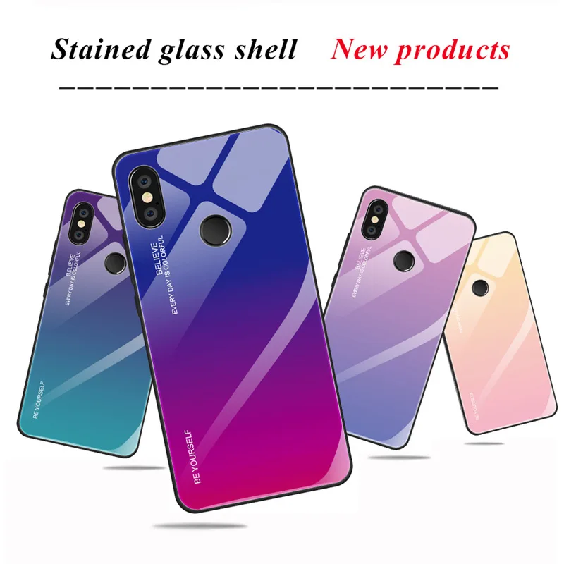 Gradient Color Tempered Glass Case For Xiaomi Redmi Note 7 6 5 Pro Mi 9 se 8 A2 Lite A1 6a Max 3 Mix Xaomi Funda Capa |