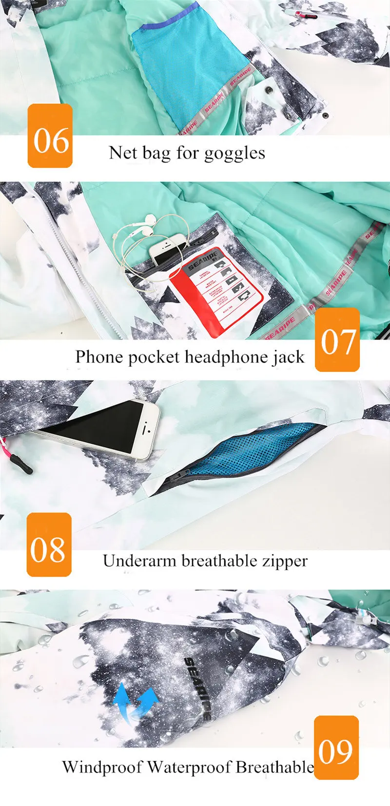 Upgrade Ski Jacket Women Windproof Waterproof Snowboard Coat Climbing Hiking Jacket Snow Skiing Equip Snowboarding Jackets