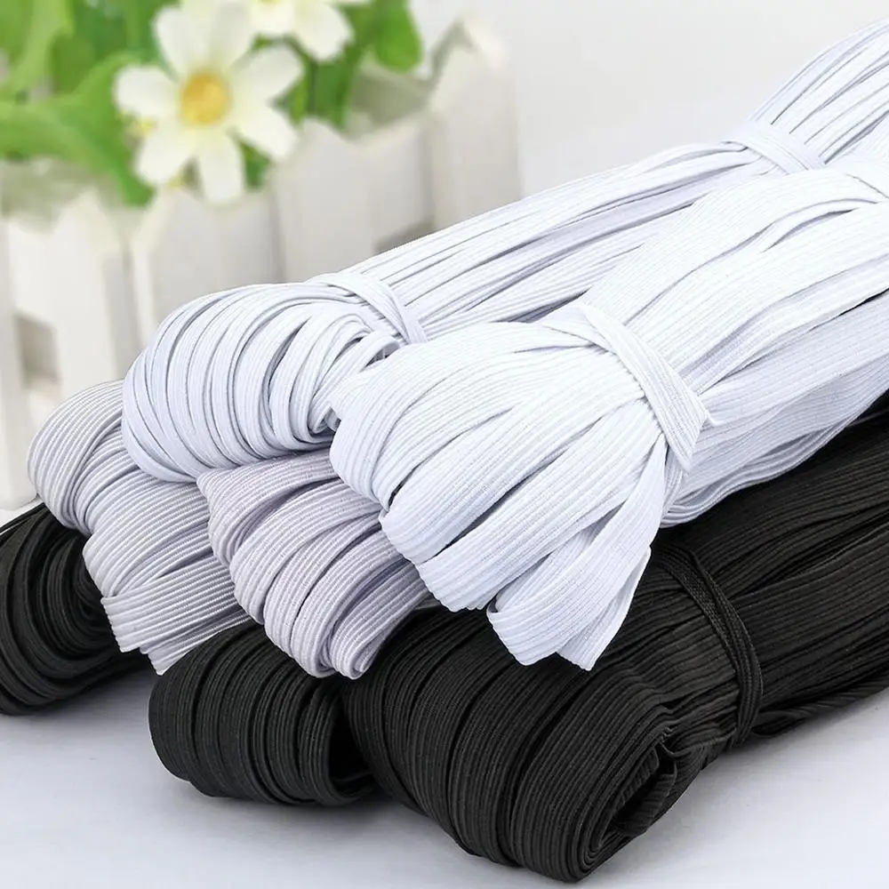 

10Meter 3/6/9/10/12MM Sewing Elastic band White Black Polyester Rubber Elastic Cord for Masks Clothes Garment Sewing Accessories