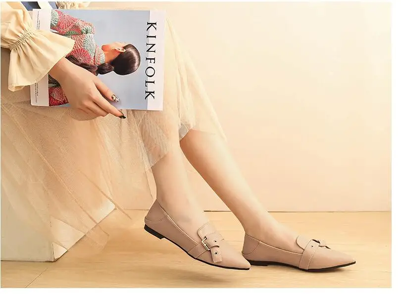 Женские туфли на плоской подошве; весенне-летние туфли на плоской подошве из натуральной кожи; белые туфли для медсестры; Модные балетки на плоской подошве; женские лоферы; большие размеры