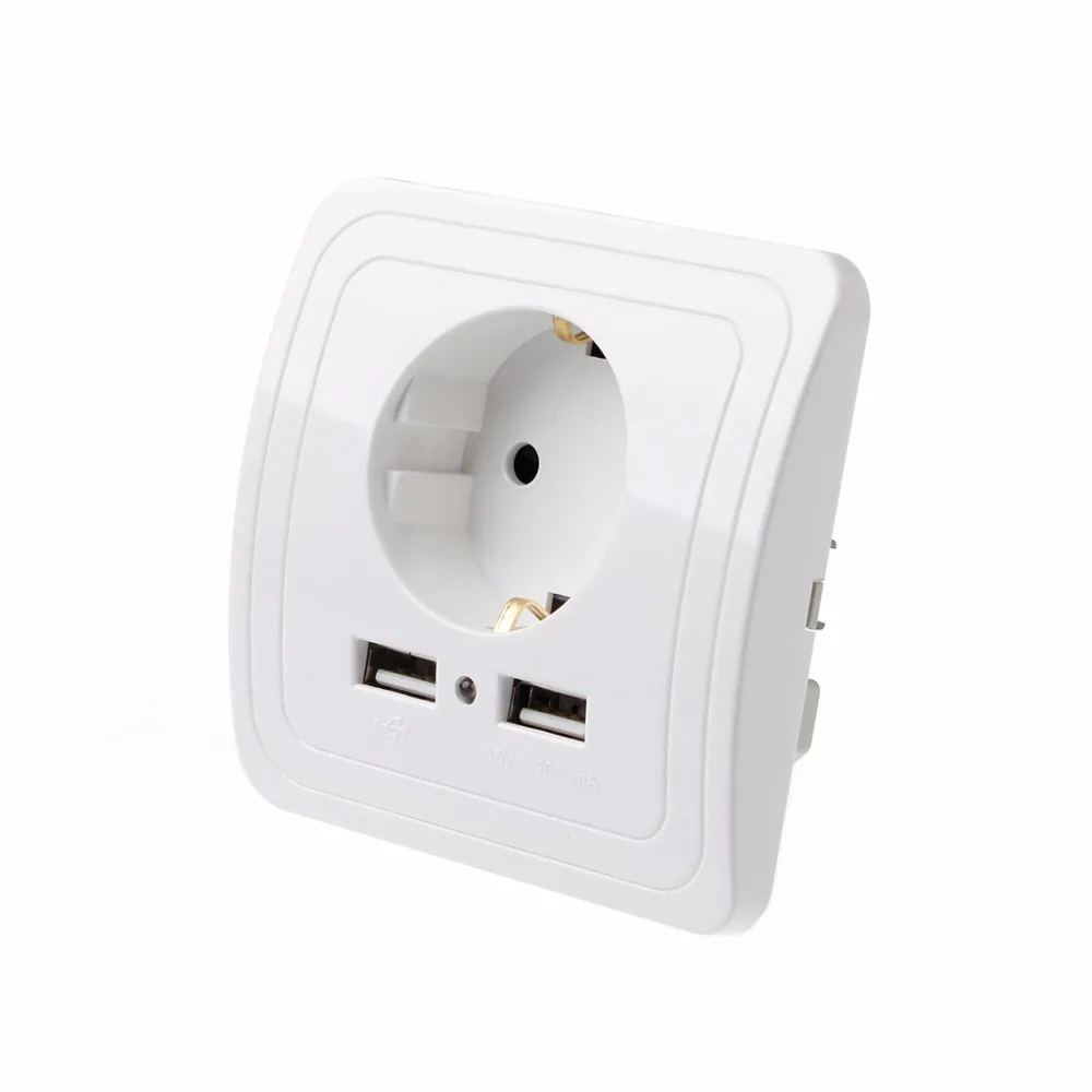 Настенное зарядное устройство с двумя USB портами 5 В 2 А 3 цвета|Электрические