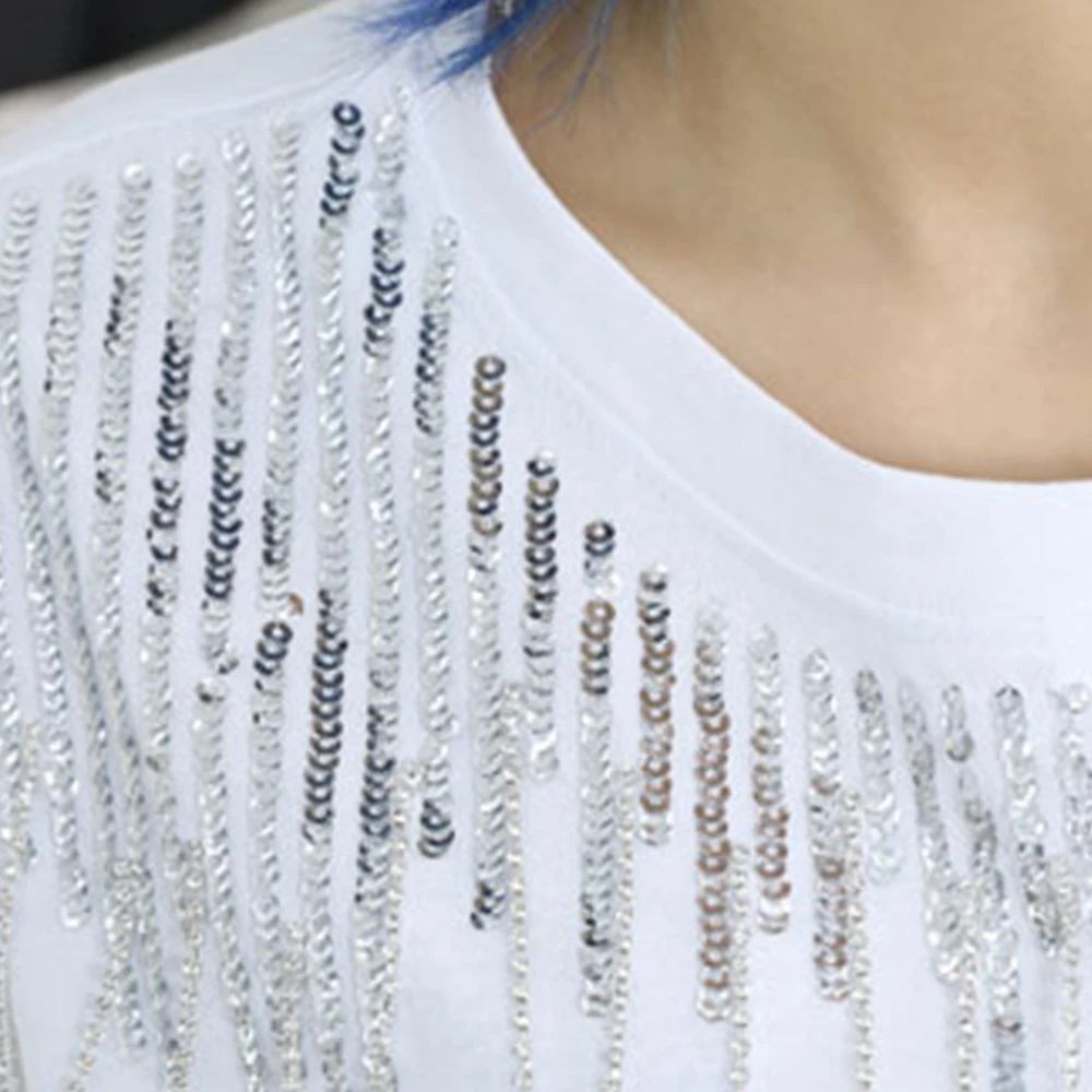 Женская футболка с кисточками FTGSDLONG повседневная Однотонная круглым вырезом и