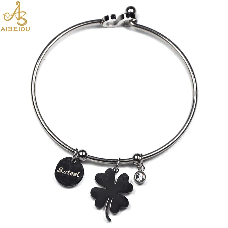 Aibeiou 2018 Новые повседневные браслеты красивый Four Leaf Clover Подвески маленький