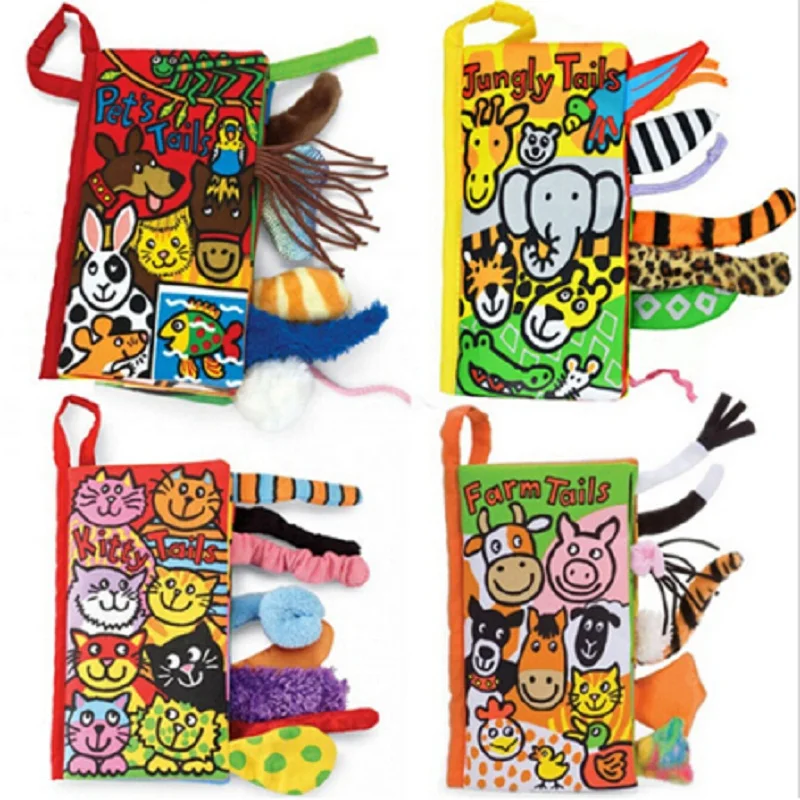 Детская развивающая игрушка IQ с хвостиками животных тканевая книга детские