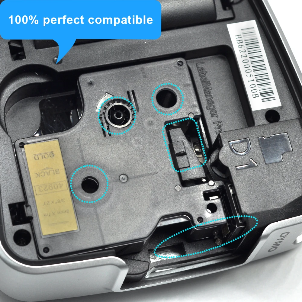 2 шт. Dymo 40923 черный на gold label Клейкие ленты совместимый для DYMO D1 принтер этикеток