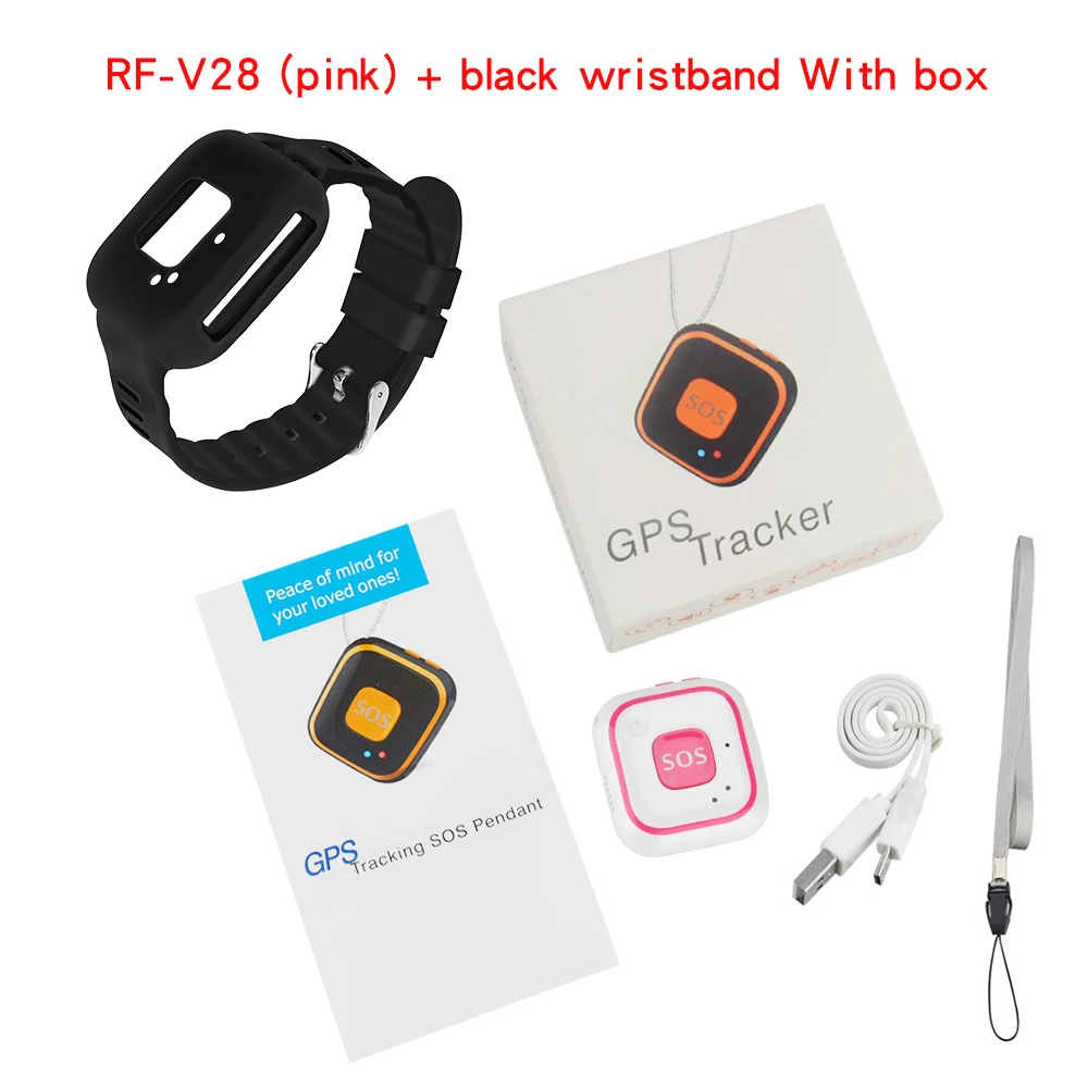 Мини умный RF-V28 Детский gps трекер двухстороннее аудио связь говорящие часы SOS гео-забор воспроизведение истории маршрута сигнализация падения - Цвет: With box wristband2