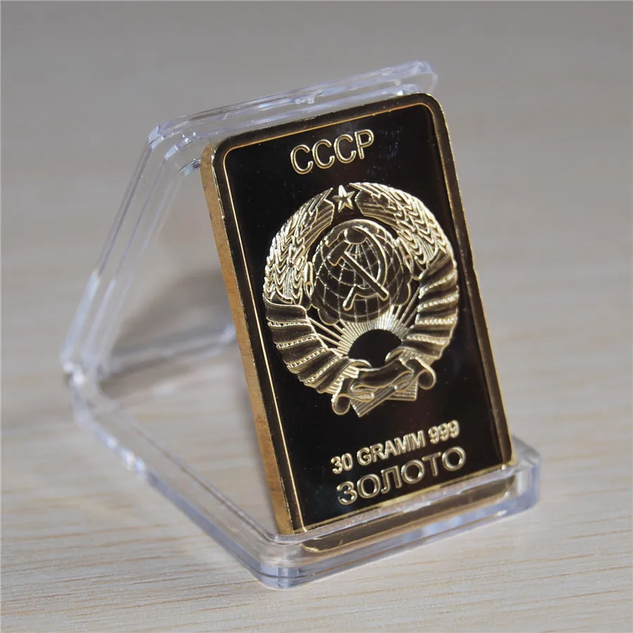 1 шт./лот Редкие 1 OZ. Нажмите на изображение для просмотра в полный размер Советская российская СССР CCCP чистый. 999 24K золотой слоистый слиток Бар Золотой бар