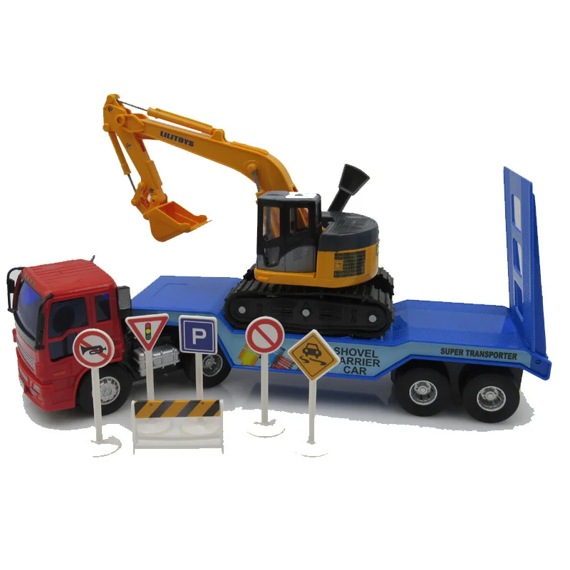 Simulation trailer excavator cars Model Combination series Alloy Plastic Transport Inertial engineering vehicles Toys | Игрушки и хобби