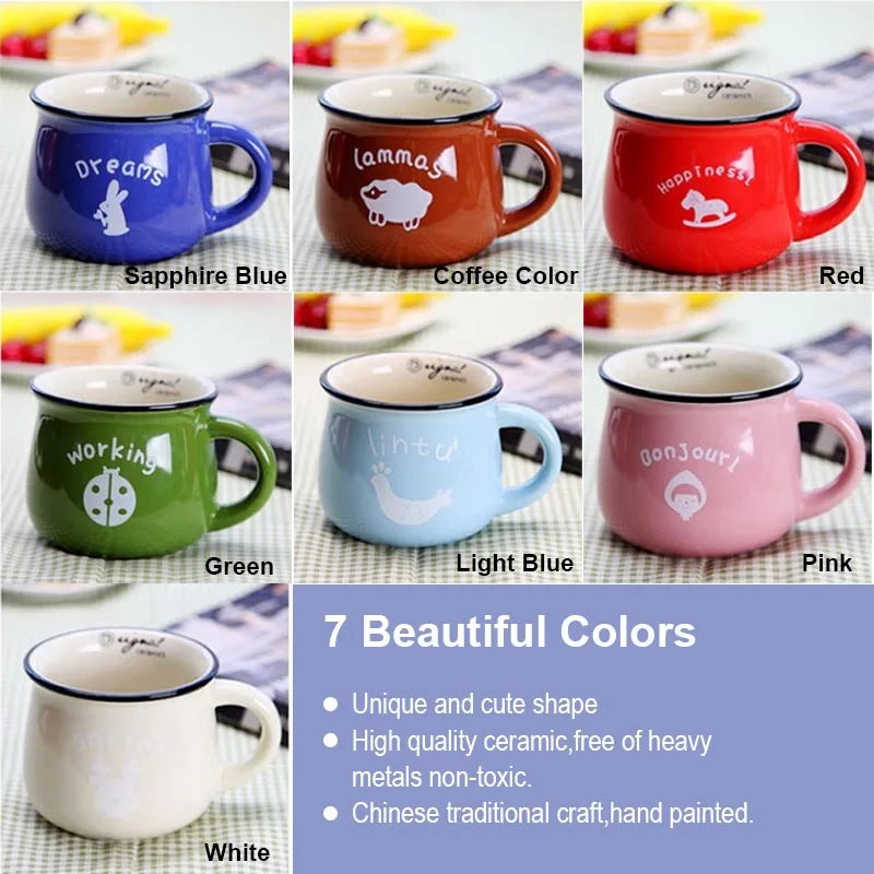 BORREY Cute Ceramic Coffee Mug Creative Small Milk Cups And Mugs Chinese Pottery Colorful Tea Cup Drinkware | Дом и сад