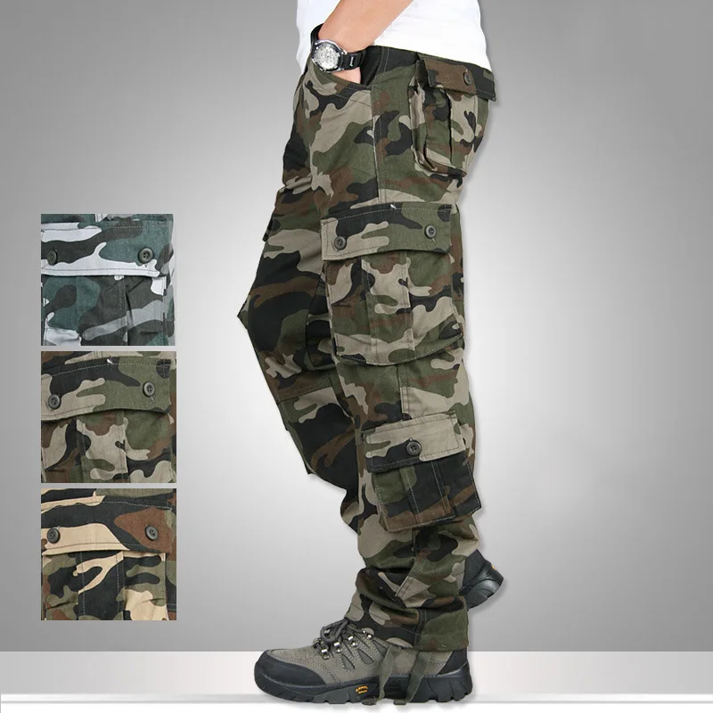

Мужские армейские военные тактические брюки-карго Pantalones, камуфляжные брюки, рабочие комбинезоны, спортивные штаны, свободные штаны, больши...