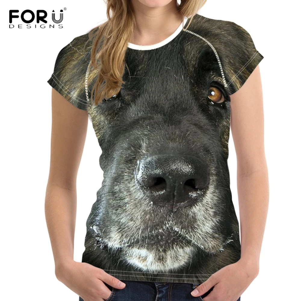 FORUDESIGNS/Повседневная футболка для женщин с милым 3D принтом собаки Leonberger