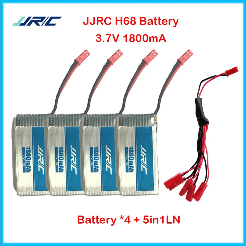 4pcs battery 5in1LN JJRC H68 Радиоуправляемый Дрон 3,7 в 1800 мАч батарея для JJRC H68 Запчасти Аксессуары для вертолета общие 5 в 1 линия - Цвет: 4pcs battery 5in1LN