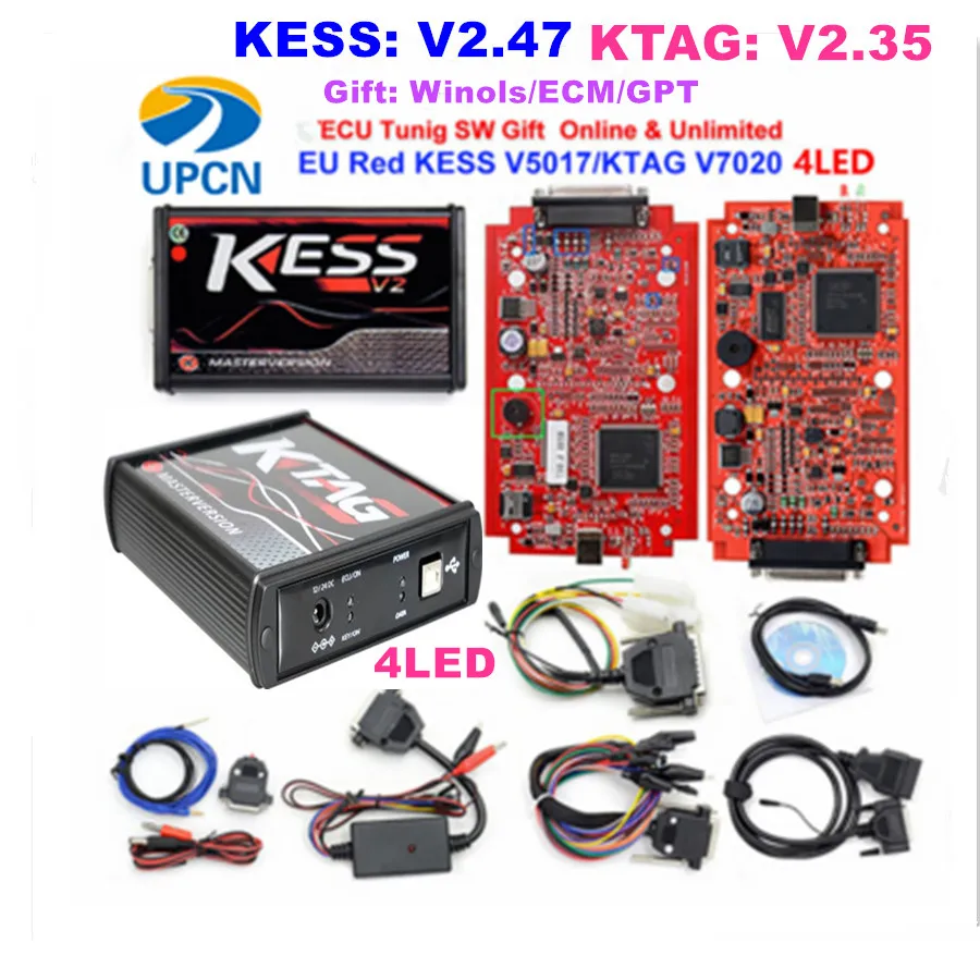 Quality A KESS V2 5.017 2.47 4LED KTAG 7.020 K-TAG V5.017 V2.25 Online V7.020 2.25 No Token V2.23 ECU Pragrammer V2.47 2.23