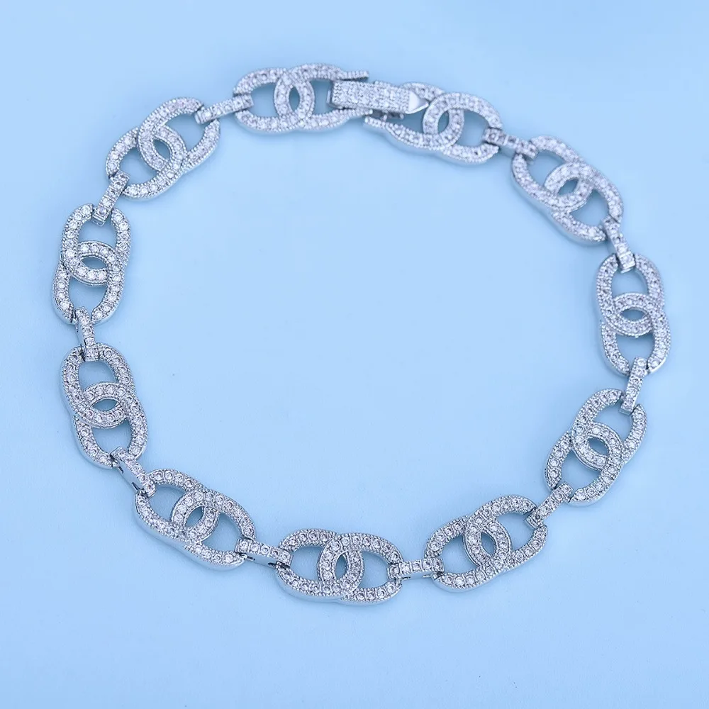 Женские браслеты с цирконием FXLRY геометрическим рисунком белого цвета |