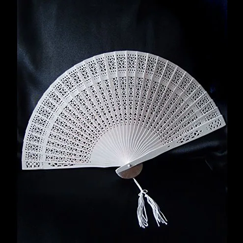 100pcs Personalized Wedding Favor Gift Sandalwood Cutout Fans Wood Color Hand Folding Fan lin2995 | Дом и сад