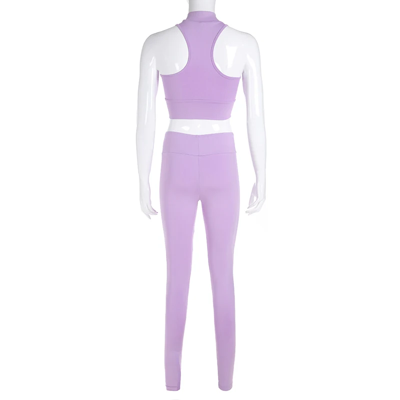 Weekeep, женский укороченный топ и леггинсы, комплект из двух предметов, для тренировок, водолазка, майка, топ с высокой талией, леггинсы, костюм для женщин,, спортивный костюм