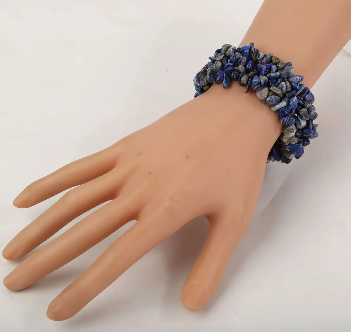 YACQ Lapis Lazuli Эластичный Браслет-манжет 5 Слои плетеный коренастый чакра браслет