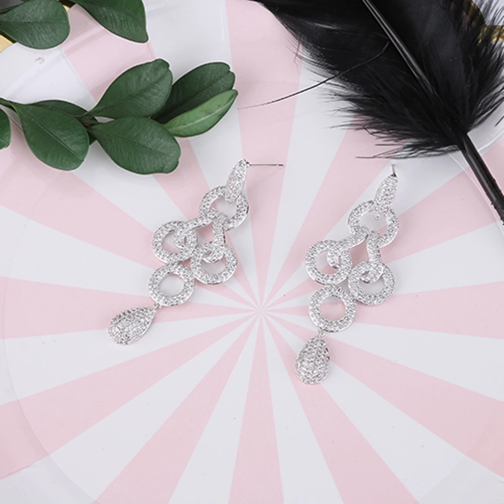 

Funmode Luxury Micro CZ Pave Long Dangle Drop Earrings Flower Design Brinco for Women Jewelry Pendientes Mujer Moda 2018 F014E