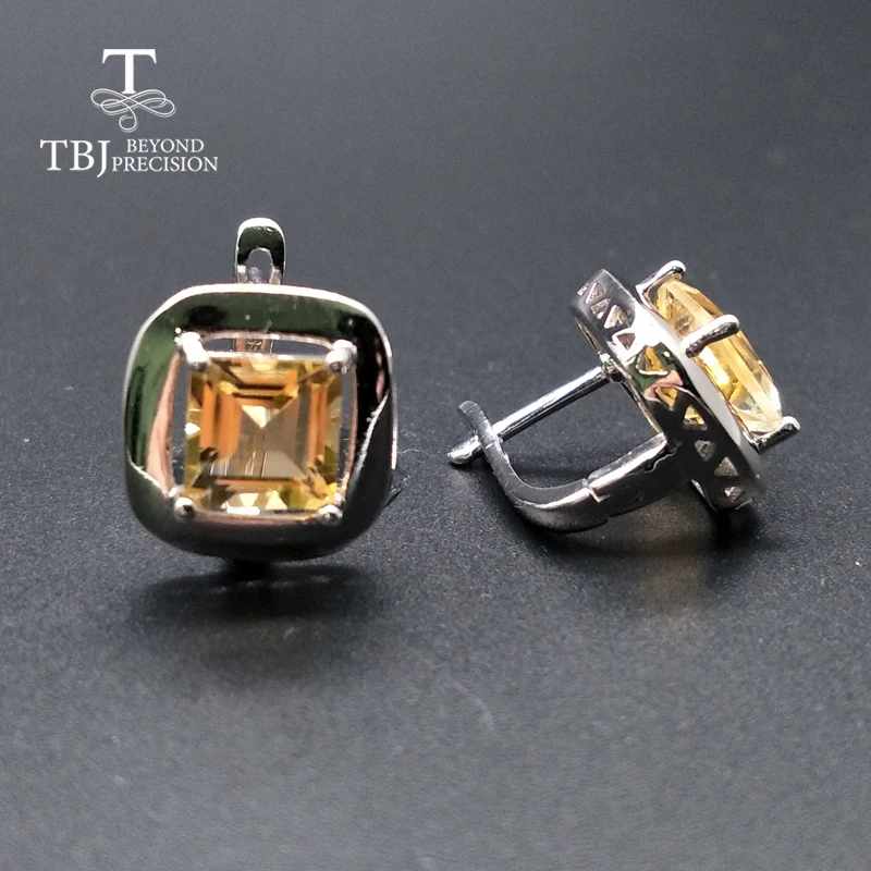 TBJ, серьги с застежкой цитрин, простой элегантный дизайн, натуральный драгоценный камень, серебро 925 пробы, хорошее ювелирное изделие для женщин, подарок для жены