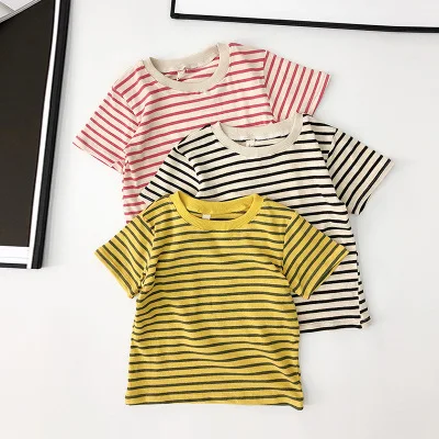 

Kids Clothes Children T-shirts Striped Short Sleeves Cotton Tops Tee Baby Boys Girls Blouse for Girls Clothes Tees Toddler Tops