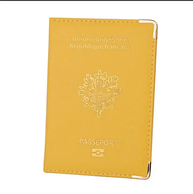Yellow Франция Обложка для паспорта из искусственной кожи слоты для кредитных карт Porte-Passeport Housse для мужчин и женщин французский органайзер для паспорта для путешествий - Цвет: Yellow