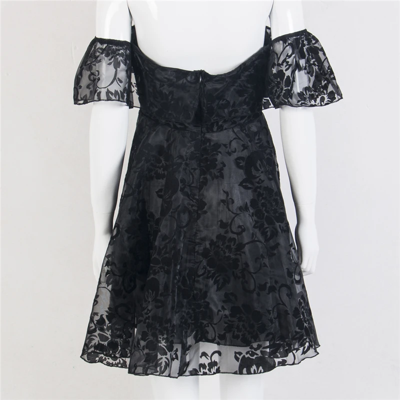 Women Lace Tulle Sling Short Dress Bridesmaid Mini Sundress Sexy Mesh Summer Boho A-line See-through Black Vestidos | Женская одежда