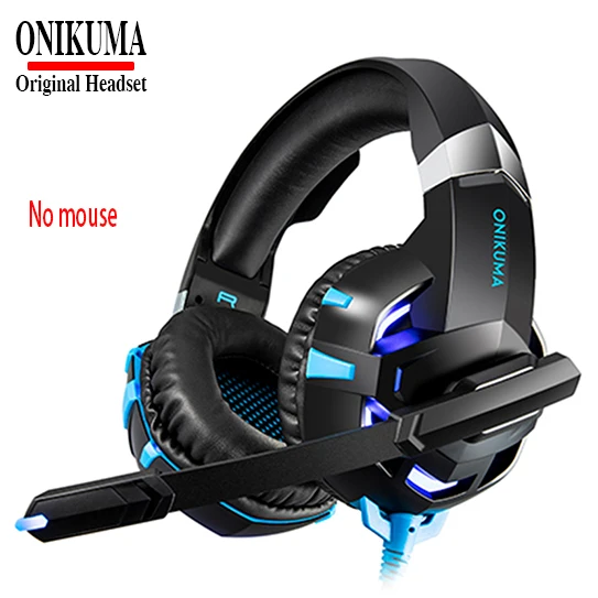 Blue 1 Наушники ONIKUMA K2A для компьютера, игровой гарнитуры и ноутбука или планшета, мобильного телефона, Casque Gamer, USB, светящаяся игровая мышь - Цвет: Blue 1