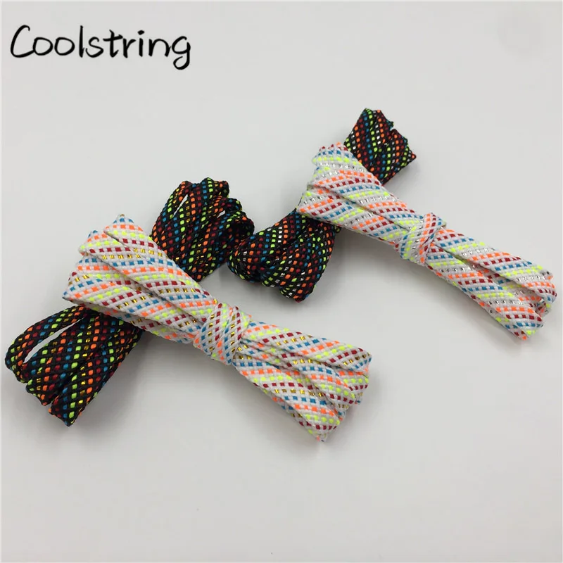 Официальный Coolstring Новое поступление 7 мм плоские блестящие металлические шнурки для обуви новинка Уникальные модельные шнурки для ботинок martin