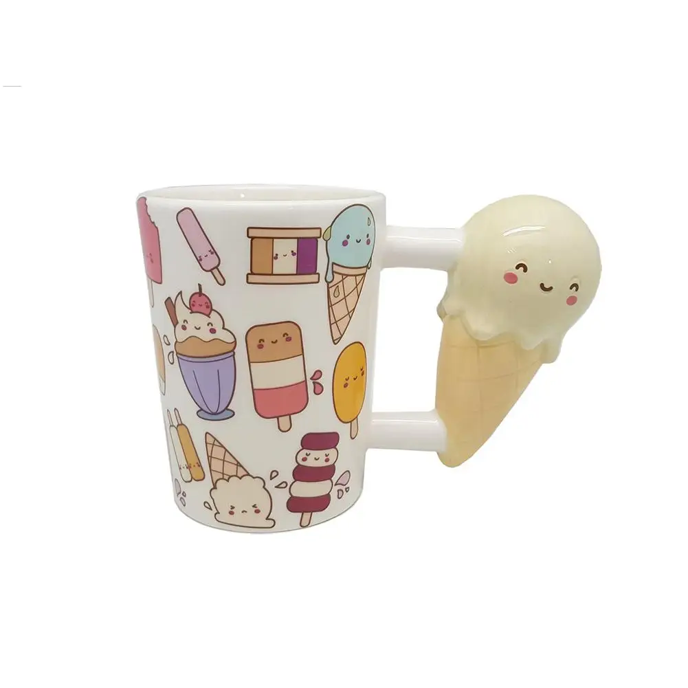 Ice cream yellow 301-400 мл Милая керамическая чашка для Фруктового мороженого кружка для кофе кружка для путешествий герметичная креативная мультяшная кружка для мороженого - Цвет: Ice cream yellow