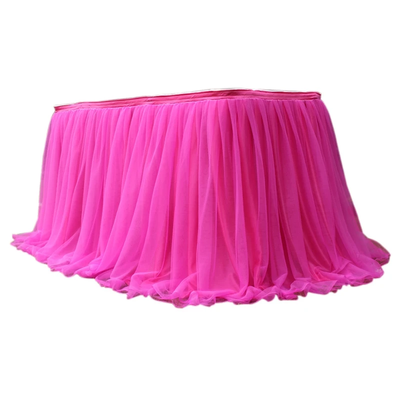 L Tutu Tulle table skirt эластичная сетка тюль столовая скатерть для свадебной вечеринки украшение стола домашний текстиль аксессуары - Цвет: L