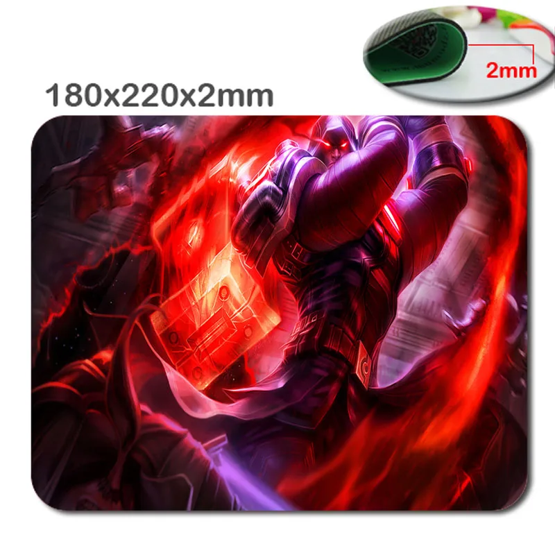 Игровой коврик для мыши Red League of legends, нескользящий, на выбор, HD 3D принт, модный дизайн, коврик для мыши, 180 мм x 220 мм x 2 мм