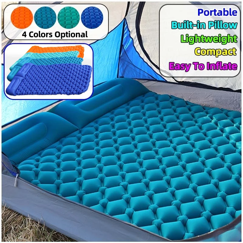 Double inflatable bed tent outdoor camping hiking fishing mat with pillow beach mat indoor and outdoor furniture rest mattress
