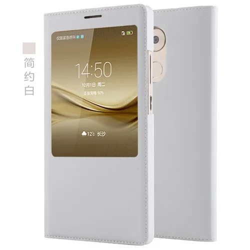 white Роскошный флип-чехол из искусственной кожи для huawei mate 8, Стильный чехол с окошком для просмотра, умный флип-чехол для мобильного телефона huawei mate 8 - Цвет: white
