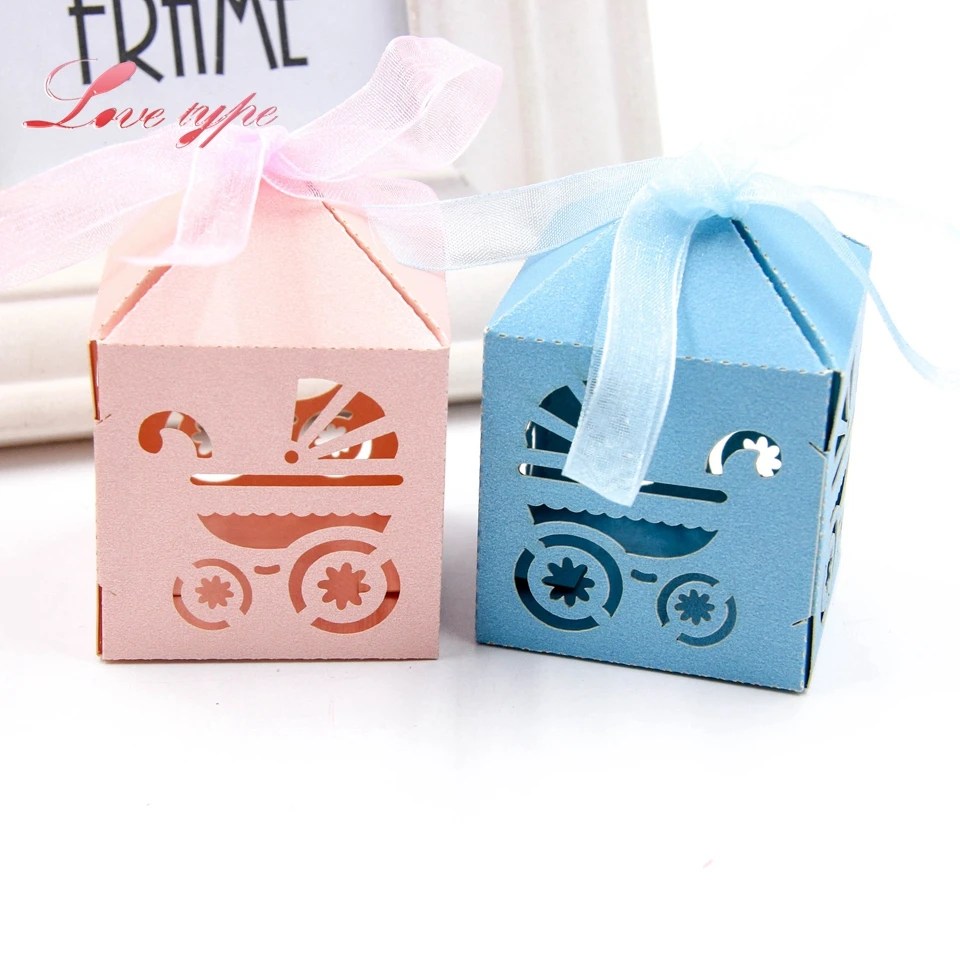 

10PCS/lot Candy Box Hollow Baby Carriage DIY Paper Gift Boxes Decor For Baby Shower Birthday Party DIY Paperboard Craft Supplies