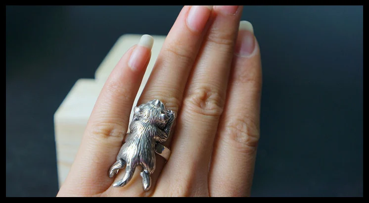 Оптовая продажа регулируемое кольцо в стиле ретро с котом модные ювелирные