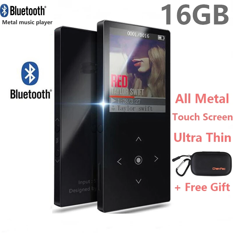 16 Гб сенсорная кнопка Bluetooth MP3 плеер ультра тонкий цветной экран hi fi звук Walkman