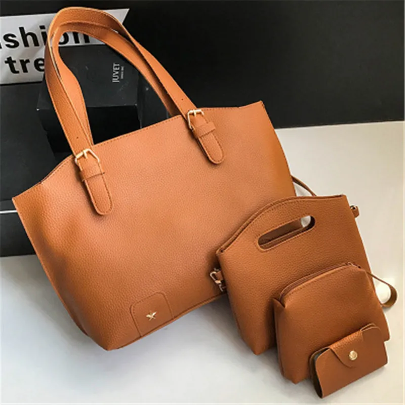 Модные 4 комплекта/шт. Женские Сумки из искусственной кожи сумка через плечо