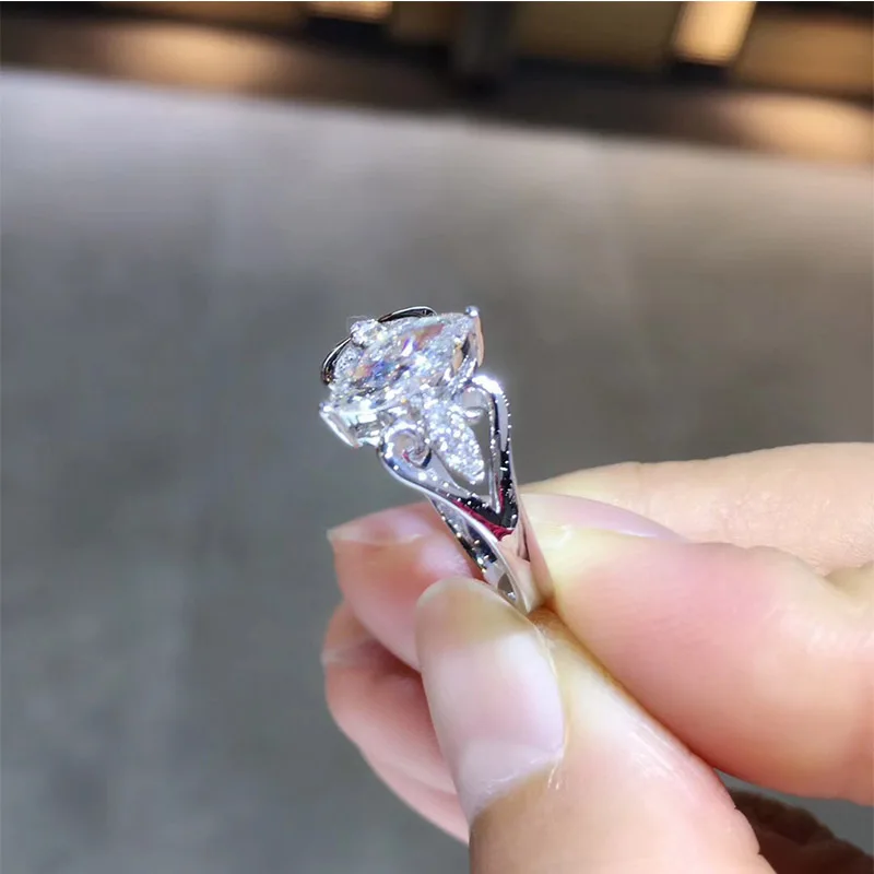 ANI 18K Белое Золото(AU750) обручальное кольцо 0,652 CT GIA сертифицированное G/VS1 Marquise Cut Настоящее натуральное бриллиантовое Женское Обручальное Кольцо