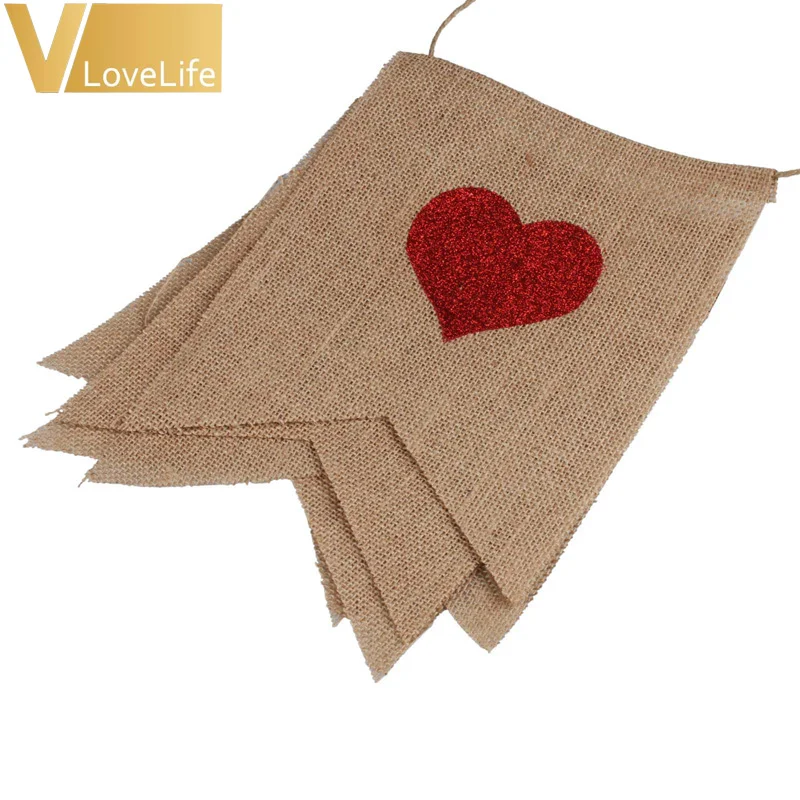 Знак здесь приходит Невеста баннер из мешковины гирлянда лента винтажный