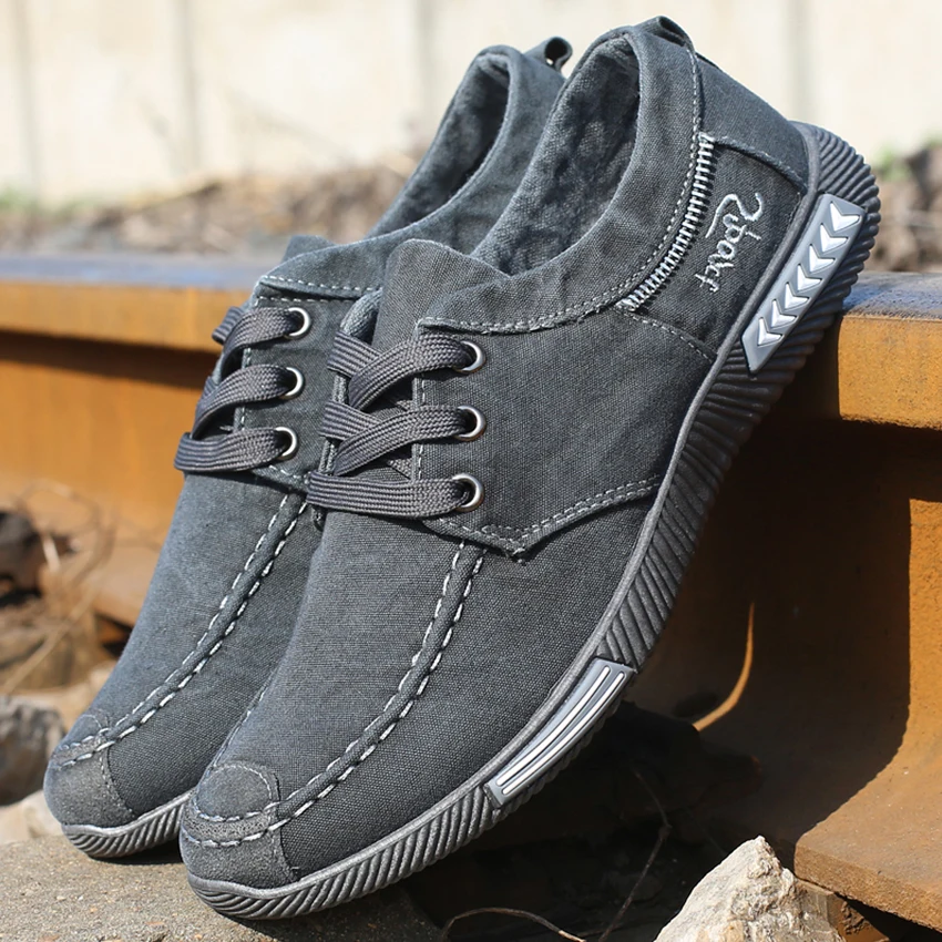 BIMUDUIYU Fashion Canvas Men Shoes Denim Lace-Up Casual Breathable Sneakers Plimsolls Male Footwear |