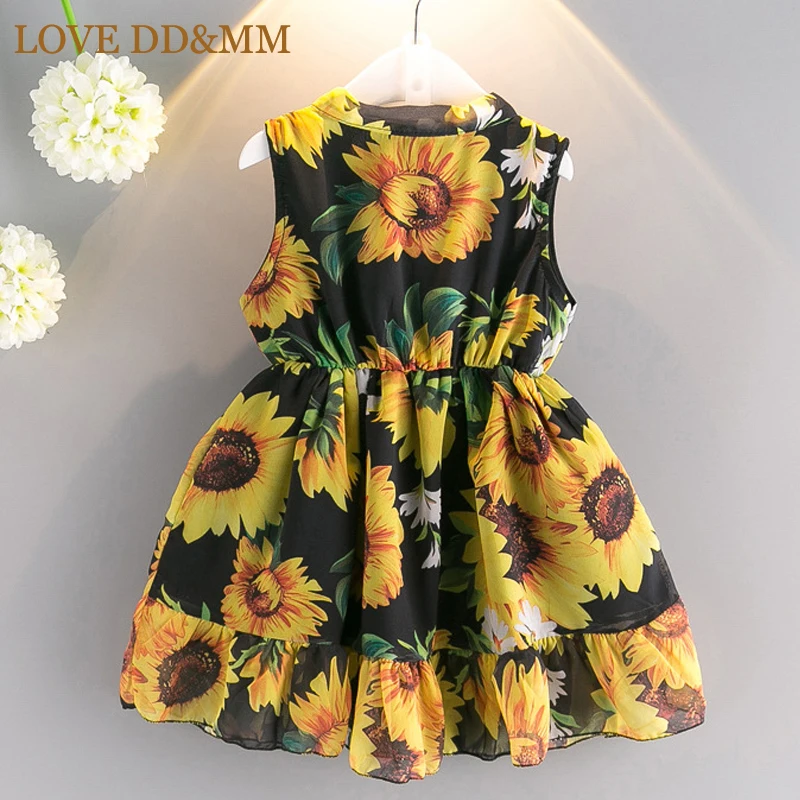 LOVE DD&ampMM Girls Clothing Dresses 2022 Summer New Girl Fashion Sweet Cute Sunflower Pattern Dress | Детская одежда и обувь