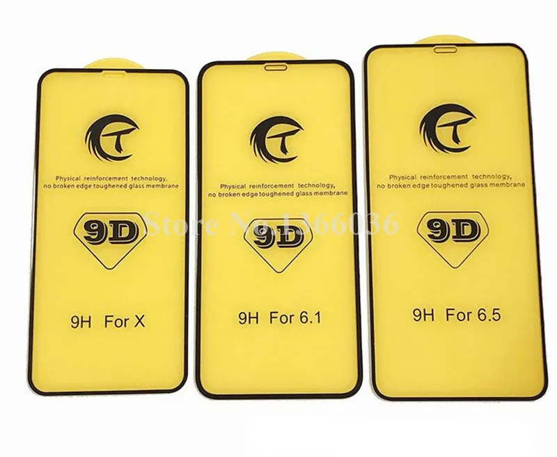 

100pcs 9D Full Cover Tempered Glass For iPhone XS XR XS max 6 7 8 plus X Curved Edge 9H Screen Protector Film