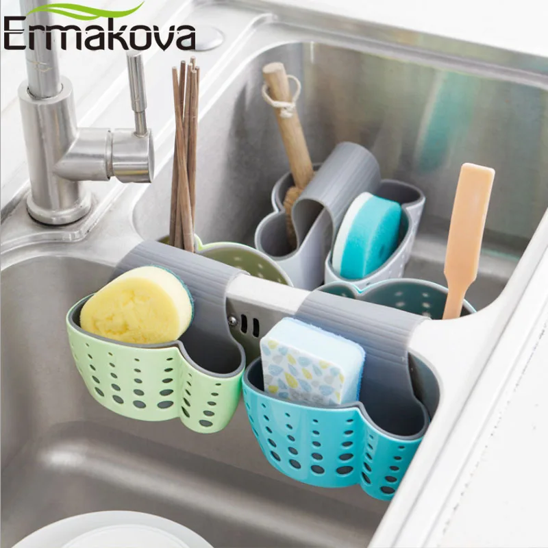 ERMAKOVA 2 сторонний держатель губки для раковины мыла кухни пластиковые корзины