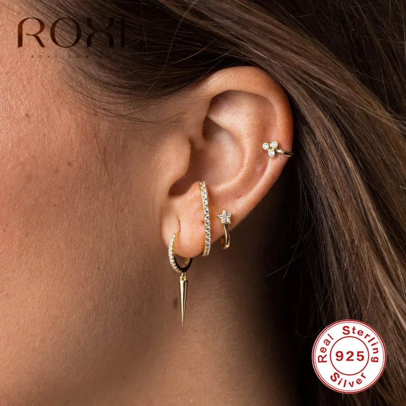 Женские серьги гвоздики ROXI из стерлингового серебра 925 пробы с кристаллами в