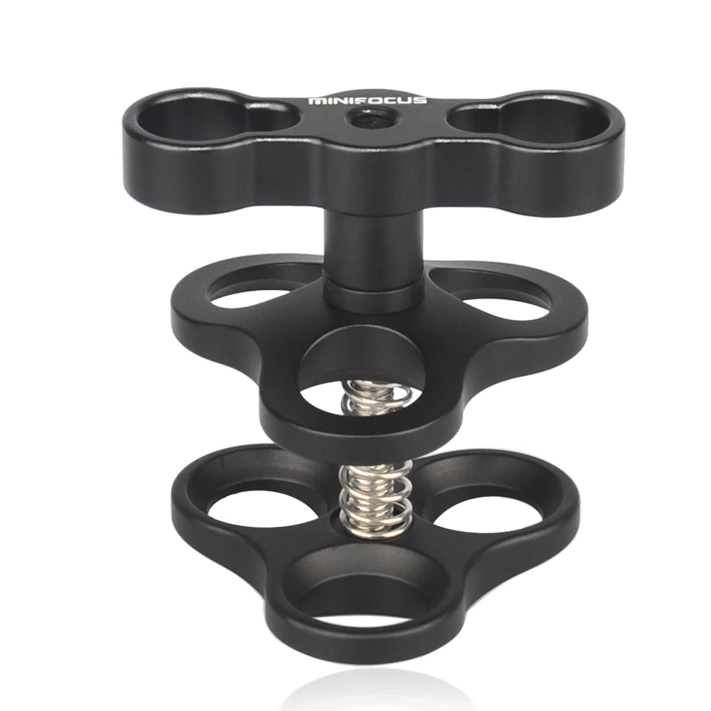 Triple 1&quot Ball Clamp Diving Camera Bracket Aluminum Spring Flashlight Three 3 Mount Clip for Underwater Photography System |