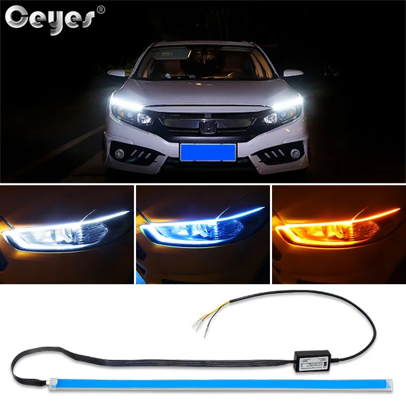 

Ceyes автомобильный Стайлинг 12 В фасветильник дневные огни DRL дневные сигнальные огсветильник s полоса Светодиодная лампа холодный синий пово...